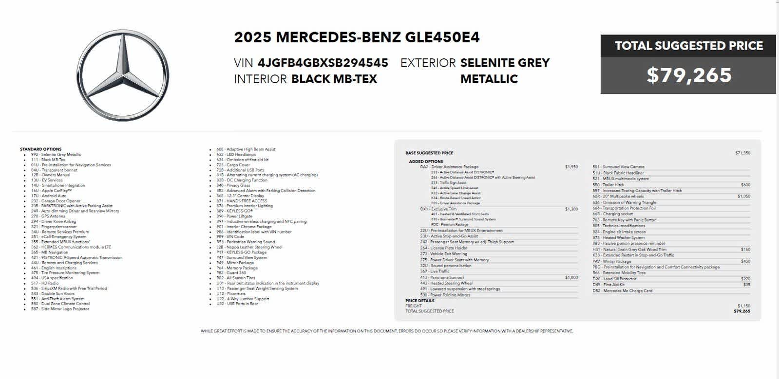 Mercedes-Benz GLE 450e 2025 GLE 450e